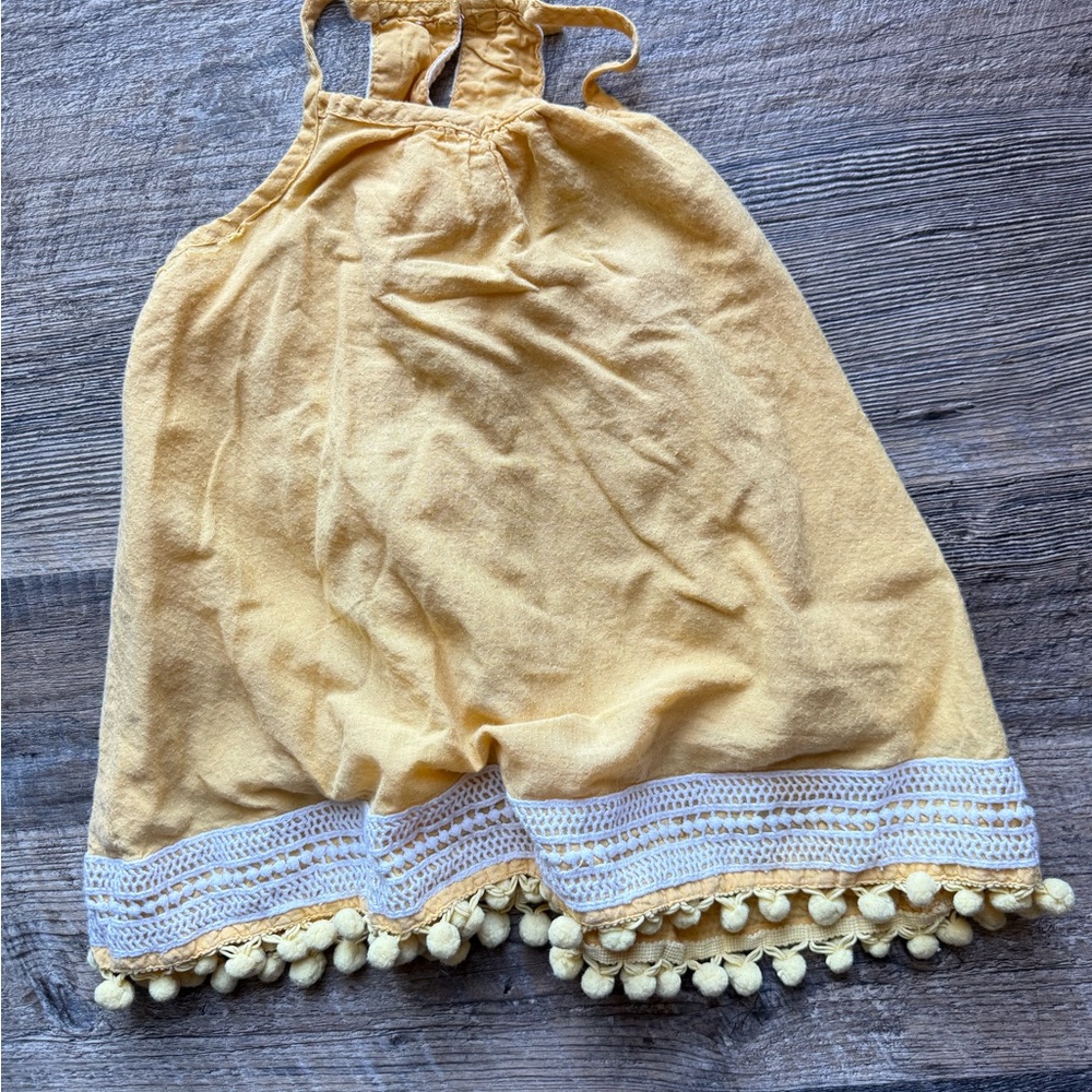 Tommy Bahama Baby Girl Yellow Crochet Lace Pom Trim Dress 18M‎ Boho